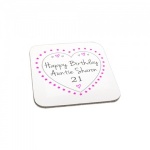 Personalised Happy Birthday Hearts Wooden Gift Coaster